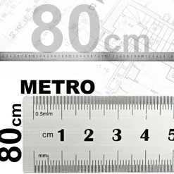 RIGHELLO METRO 1MM A 80CM METALLO ACCIAIO RIGA MULTIFUNZIONE SEGNATURA CM INCH