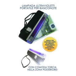 RILEVATORE BANCONOTE FALSE TASCABILE LAMPADA DI WOOD UV ULTRAVIOLETTI TORCIA LED