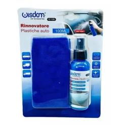 RINNOVA PLASTICHE PER AUTO E MOTO KIT CON SPRAY LUCIDA IGIENIZZA CON PANNO