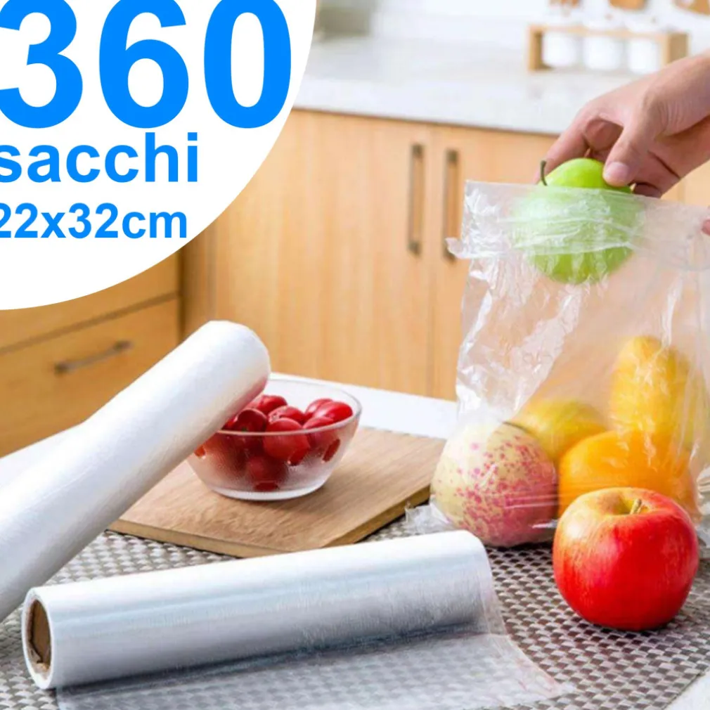 ROTOLI SACCHETTI FREEZER PER ALIMENTI 360 SACCHI CONGELATORE FRIGO 22X32CM GELO