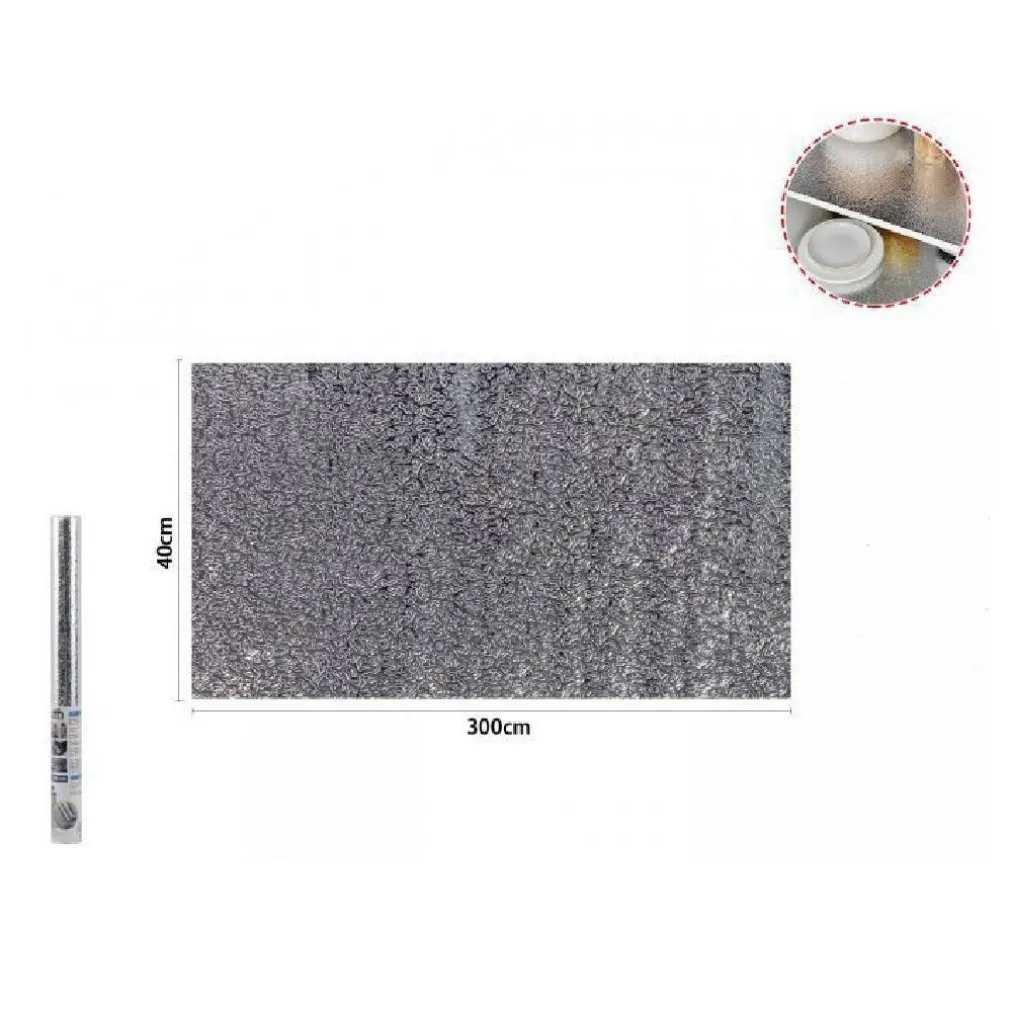 ROTOLO ADESIVO ALLUMINIO 40CMX3MT PER CASSETTI MOBILI ARMADI PARATI CUCINA 70499