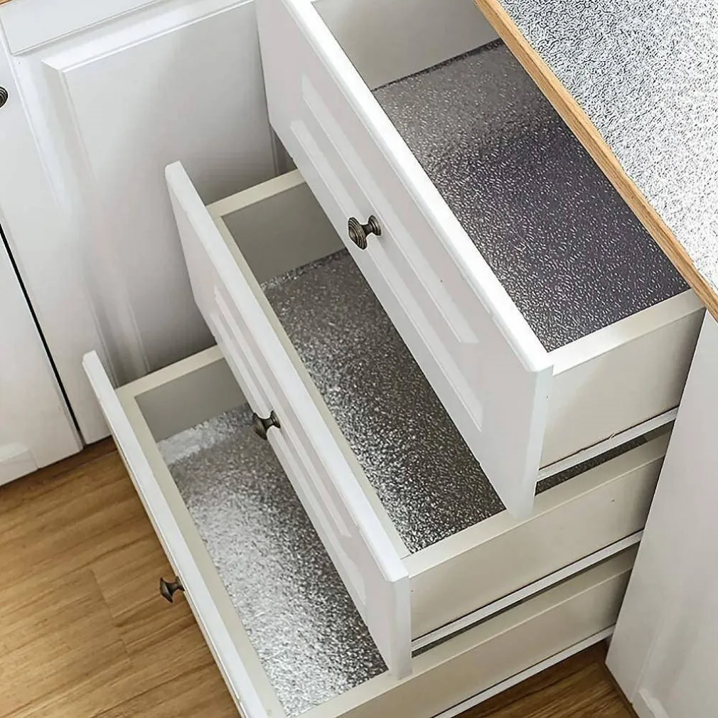 ROTOLO ADESIVO ALLUMINIO 40CMX3MT PER CASSETTI MOBILI ARMADI PARATI CUCINA 70499