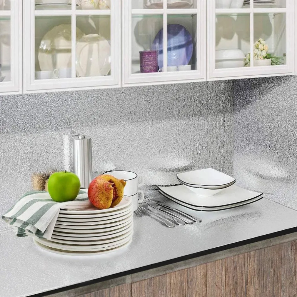 ROTOLO ADESIVO ALLUMINIO 40CMX3MT PER CASSETTI MOBILI ARMADI PARATI CUCINA 70499