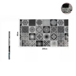 ROTOLO ADESIVO MURI PARETE CARTA DA PARATI ADESIVA 60CMX2MT MAIOLICHE NERE 70858