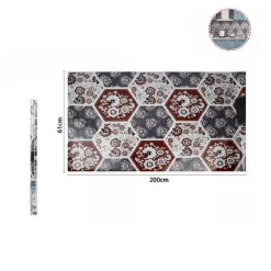 ROTOLO ADESIVO PER MURI PARETE CARTA DA PARATI 61CM X 2MT ESAGONI FLOREALI 70859