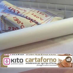 ROTOLO BOBINA CARTA FORNO S8 41GR/MQ PER ALIMENTI 3 MT 280° PER DOLCI BISCOTTI