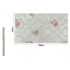 ROTOLO PELLICOLA ADESIVA PVC DAMASCATO CON FIORI ROSA 45CMX2MT MOBILI 71220 CASA