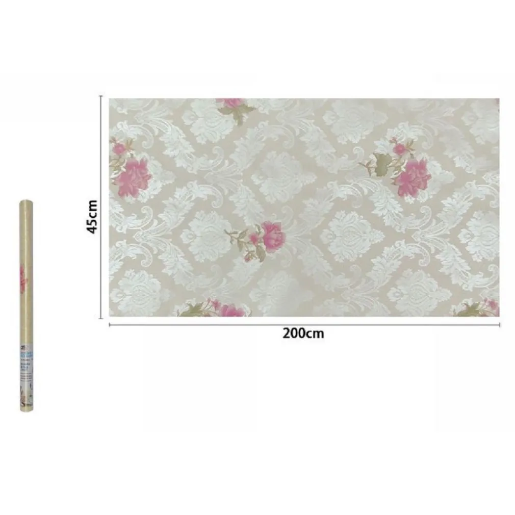 ROTOLO PELLICOLA ADESIVA PVC DAMASCATO CON FIORI ROSA 45CMX2MT MOBILI 71220 CASA