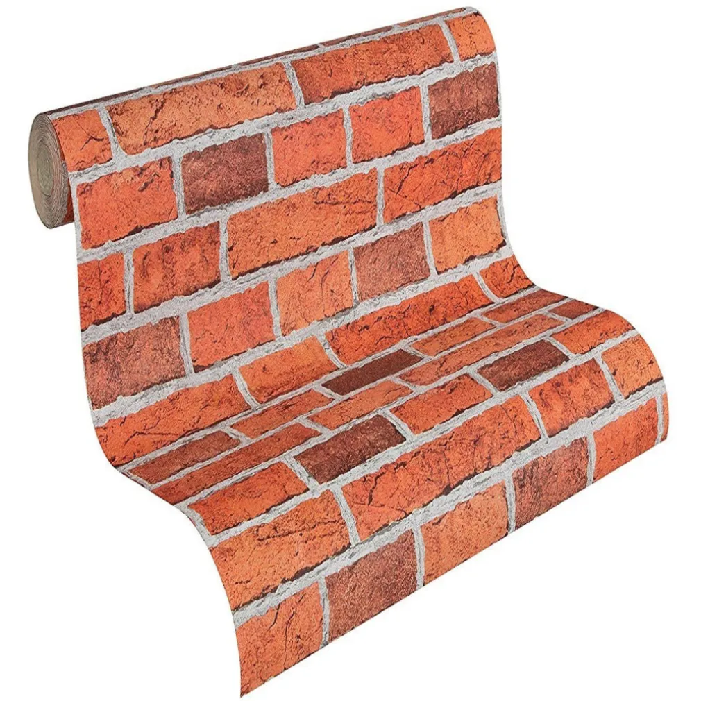 ROTOLO PELLICOLA ADESIVA MATTONI ROSSI 45CMX2M PANNELLI CASSETTI MOBILI CASA