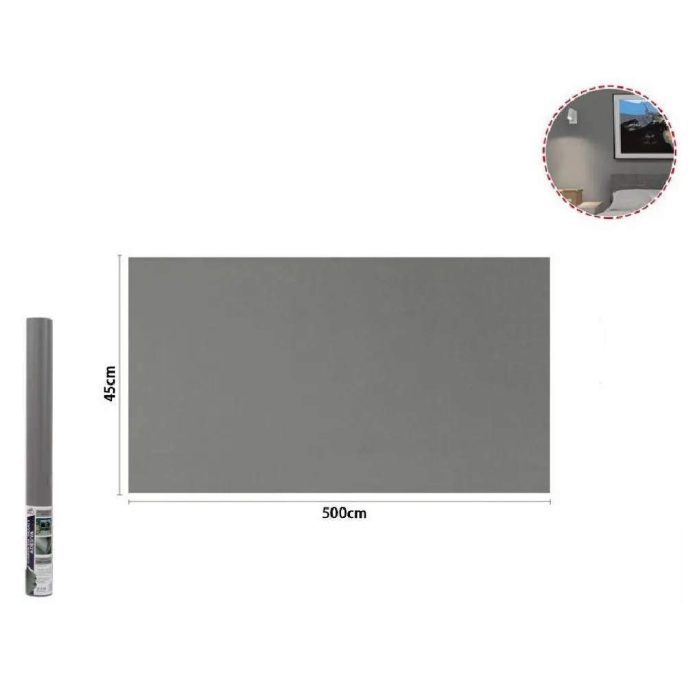 ROTOLO PELLICOLA ADESIVA GRIGIO SCURO 45CMX5MT PER MOBILI CARTA DA PARATI 71118