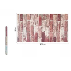 ROTOLO PELLICOLA ADESIVA PVC EFFETTO MATTONE RUSTICO 45CMX2 MT MOBILI CASA 71278