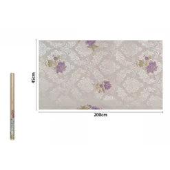 ROTOLO PELLICOLA ADESIVA PVC DAMASCATO CON FIORI VIOLA 45CMX2MT MOBILI 71219 CASA