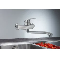 RUBINETTO A PARETE MISCELATORE 2 FORI A MURO PER LAVELLO DA CUCINA CROMATO 52335