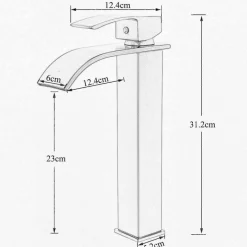 RUBINETTO ALTO DA BAGNO DESIGN MODERNO A CASCATA MISCELATORE MONOCOMANDO NERO