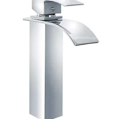 RUBINETTO ALTO DA BAGNO DESIGN MODERNO A CASCATA MISCELATORE MONOCOMANDO CROMATO
