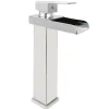 RUBINETTO BAGNO DESIGN MODERNO A CASCATA MISCELATORE MONOCOMANDO ALTO CROMATO