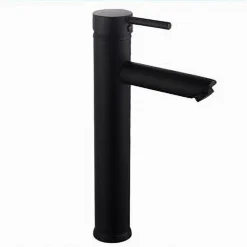 RUBINETTO BAGNO MODERNO NERO OPACO MISCELATORE ORIENTABILE LAVABO CANNA ALTA 87393