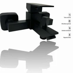 RUBINETTO BAGNO ULTRA MODERNO MISCELATORE ORIENTABILE PER VASCA NERO OPACO 87209
