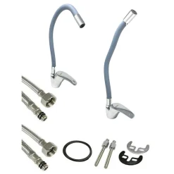 RUBINETTO CUCINA CANNA ALTA SILICONE MISCELATORE LAVELLO ORIENTABILE 69369 GRIGIO