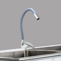 RUBINETTO CUCINA CANNA ALTA SILICONE MISCELATORE LAVELLO ORIENTABILE 69369 GRIGIO