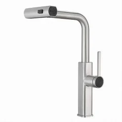 RUBINETTO CUCINA ESTRAIBILE EROGATORE GIREVOLE 2 GETTI CROMATO MISCELATORE 87255