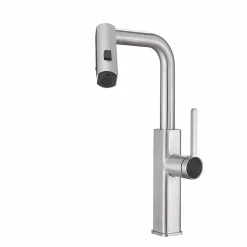 RUBINETTO CUCINA ESTRAIBILE EROGATORE GIREVOLE 2 GETTI CROMATO MISCELATORE 87255