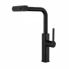 RUBINETTO CUCINA ESTRAIBILE CON EROGATORE GIREVOLE 2 GETTI MISCELATORE NERO 87256
