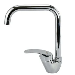 RUBINETTO CUCINA MISCELATORE LAVANDINO CANNA ALTA QUADRATA OTTONE CROMATO 69140