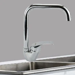 RUBINETTO CUCINA MISCELATORE LAVANDINO CANNA ALTA QUADRATA OTTONE CROMATO 69140