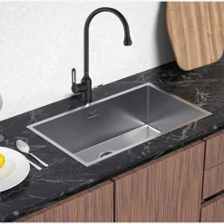 RUBINETTO CUCINA MISCELATORE LAVELLO CANNA ALTA MONOCOMANDO NERO SATINATO 87254