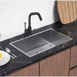 RUBINETTO DA CUCINA MONOCOMANDO MISCELATORE GIREVOLE LAVELLO NERO SATINATO 87258