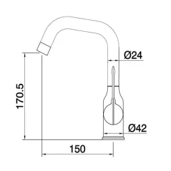 RUBINETTO DA CUCINA MONOCOMANDO MISCELATORE GIREVOLE LAVELLO NERO SATINATO 87258