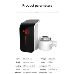 RUBINETTO ELETTRICO PER ACQUA CALDA ISTANTANEA SENZA CALDAIA CON DISPLAY FO-J07