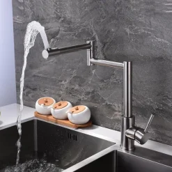 RUBINETTO LAVELLO CUCINA PIEGHEVOLE MONOCOMANDO CON BRACCIO ESTENSIBILE