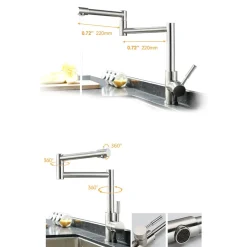 RUBINETTO LAVELLO CUCINA PIEGHEVOLE MONOCOMANDO CON BRACCIO ESTENSIBILE