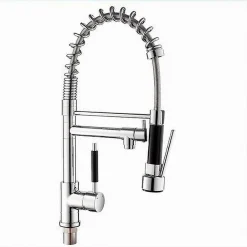 RUBINETTO LAVELLO CUCINA A 2 VIE ORIENTABILE CON DOCCETTA IN OTTONE CROMATO 59286