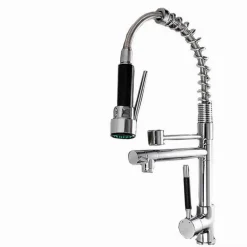 RUBINETTO LAVELLO CUCINA A 2 VIE ORIENTABILE CON DOCCETTA IN OTTONE CROMATO 59286