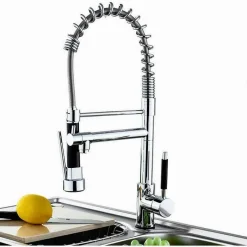 RUBINETTO LAVELLO CUCINA A 2 VIE ORIENTABILE CON DOCCETTA IN OTTONE CROMATO 59286