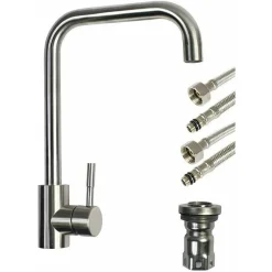 RUBINETTO LAVELLO CUCINA CANNA ALTA QUADRATA MISCELATORE OTTONE SATINATO 52813