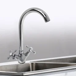 RUBINETTO LAVELLO DA CUCINA CANNA ALTA MISCELATORE DOPPIO COMANDO CROMATO 52346