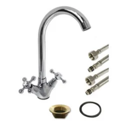 RUBINETTO LAVELLO DA CUCINA CANNA ALTA MISCELATORE DOPPIO COMANDO CROMATO 52346