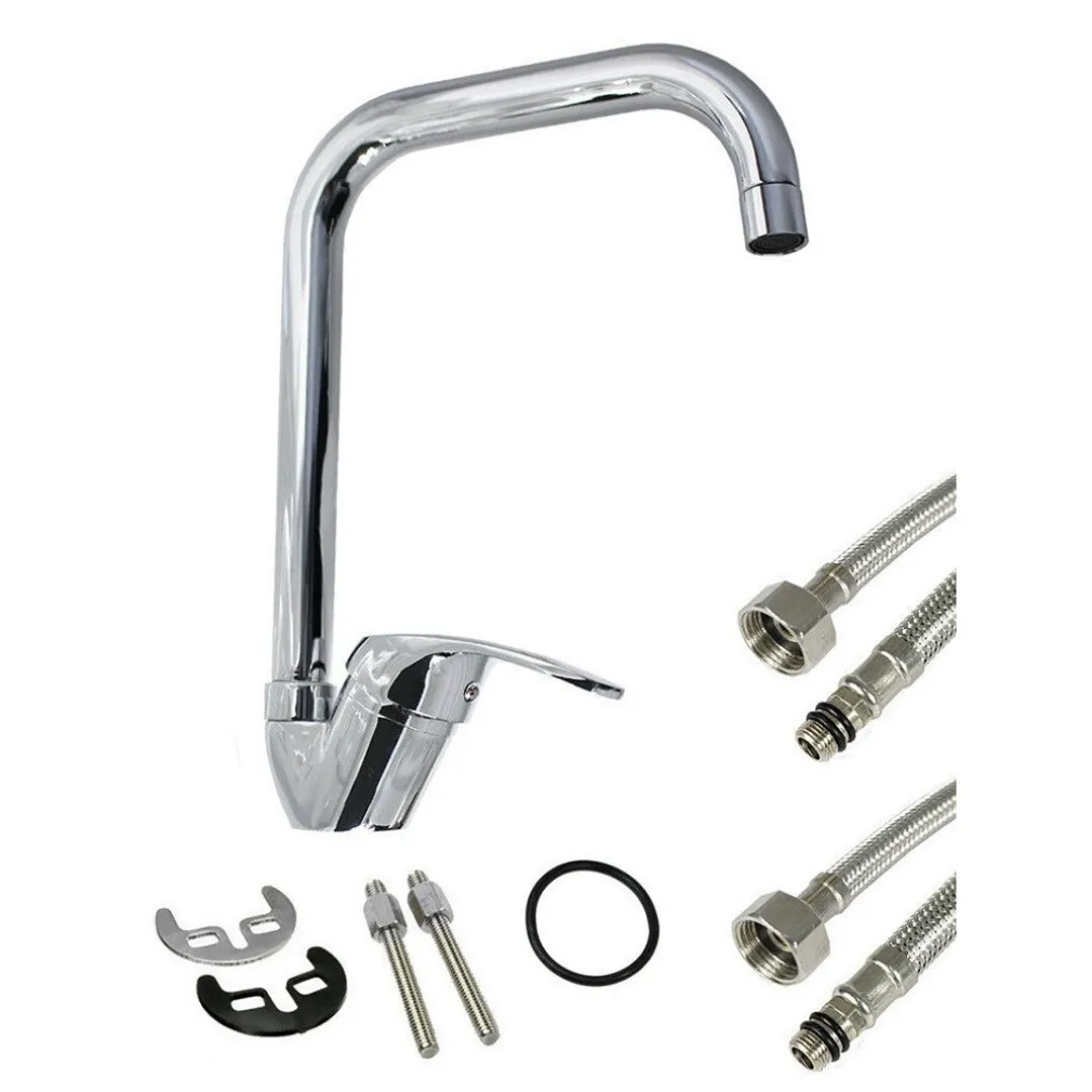 RUBINETTO LAVELLO DA CUCINA A CANNA ALTA QUADRATA MISCELATORE ORIENTABILE 69204