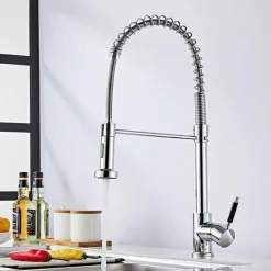 RUBINETTO MISCELATORE CON DOCCETTA LAVELLO ISOLA PER CUCINA CANNA ALTA 87466