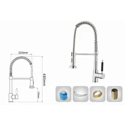 RUBINETTO MISCELATORE CON DOCCETTA LAVELLO ISOLA PER CUCINA CANNA ALTA 87466