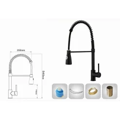 RUBINETTO MISCELATORE CUCINA CON DOCCETTA A MOLLA LAVELLO ISOLA CANNA ALTA 87465