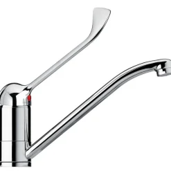 RUBINETTO MISCELATORE LAVABO COMANDO A GOMITO CON LEVA LUNGA CLINICA RISTORANTE