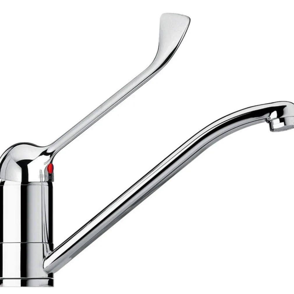 RUBINETTO MISCELATORE LAVABO COMANDO A GOMITO CON LEVA LUNGA CLINICA RISTORANTE