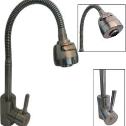 RUBINETTO MISCELATORE MONOCOMANDO CUCINA LAVELLO LAVABO CON DOCCETTA SATINATO