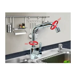 RUBINETTO MISCELATORE MONOCOMANDO LAVELLO CUCINA CANNA ALTA ROTANTE CROMATO 8702