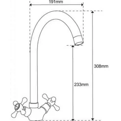 RUBINETTO MISCELATORE PER LAVELLO CUCINA A CANNA ALTA CROCE BICOMANDO A VITE